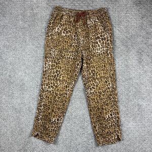 Pilcro Pants Womens Small Brown The Cottage Leopard Print Corduroy Drawstring